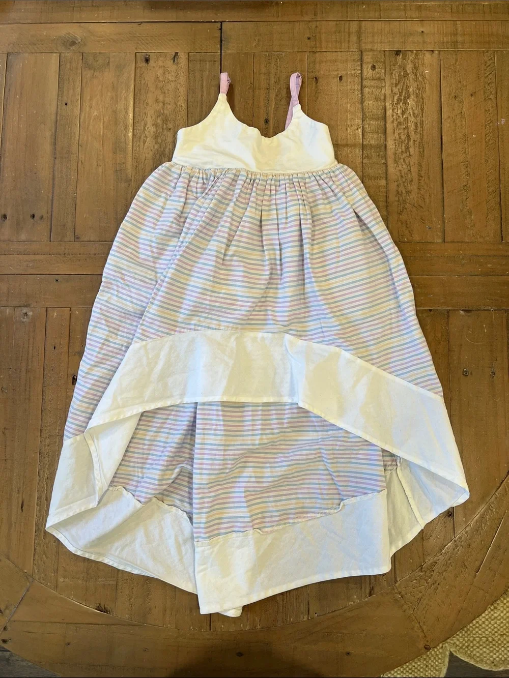Pleiades pastel stripe high low hem dress 3T made in the USA boutique